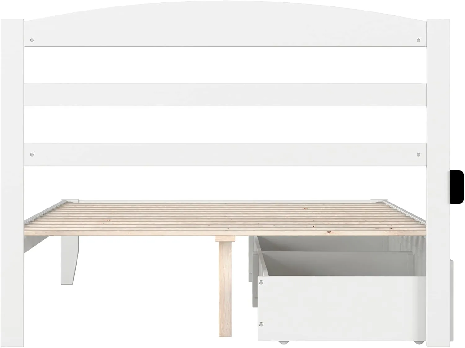 AFI, Warren Full Platform Bed with Storage Drawers (Set of 2) and Attachable USB Charger, White