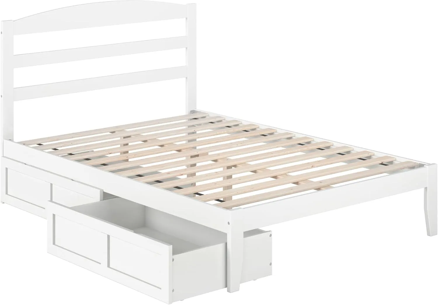 AFI, Warren Full Platform Bed with Storage Drawers (Set of 2) and Attachable USB Charger, White