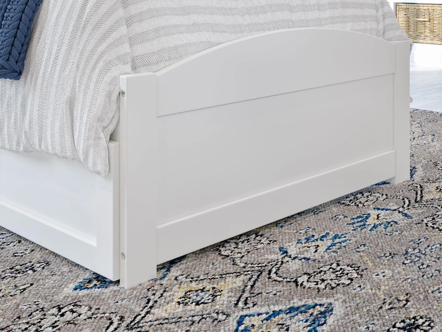 AFI Warren Twin Size Platform Bed with Footboard, Storage, & Charging Station in White