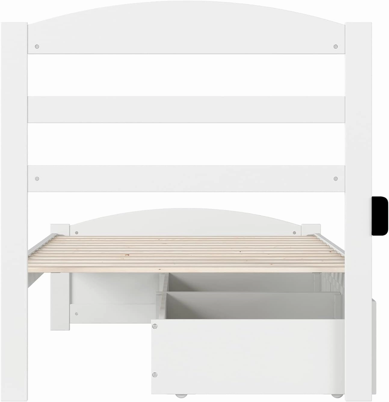 AFI Warren Twin Size Platform Bed with Footboard, Storage, & Charging Station in White