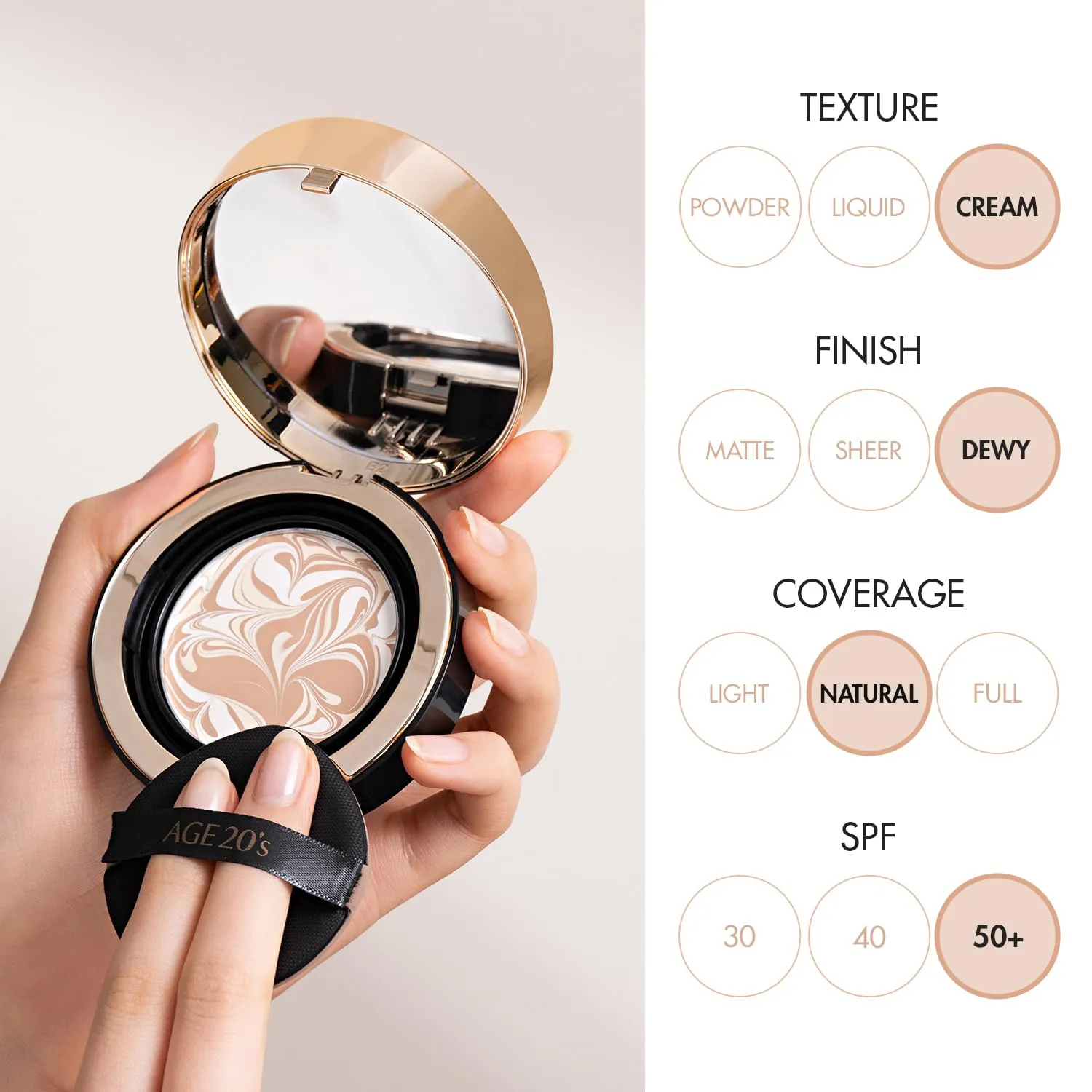 AGE20'S Signature Essence Pact SPF 50  | Pack of 1 | 28N WALNUT | Cream Foundation, Dewy Finish, Natural Coverage | Korean Cushion Foundation