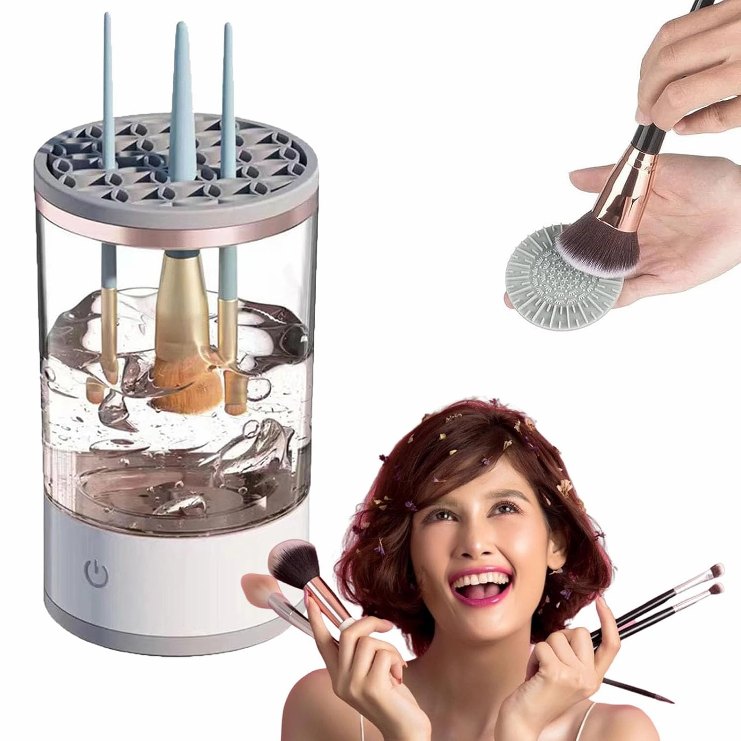 Amarune Electric Beauty Swirl Cosmetic Brush Cleaner, Cozy Luna Automatic Makeup Brush Cleaner (1 pcs)