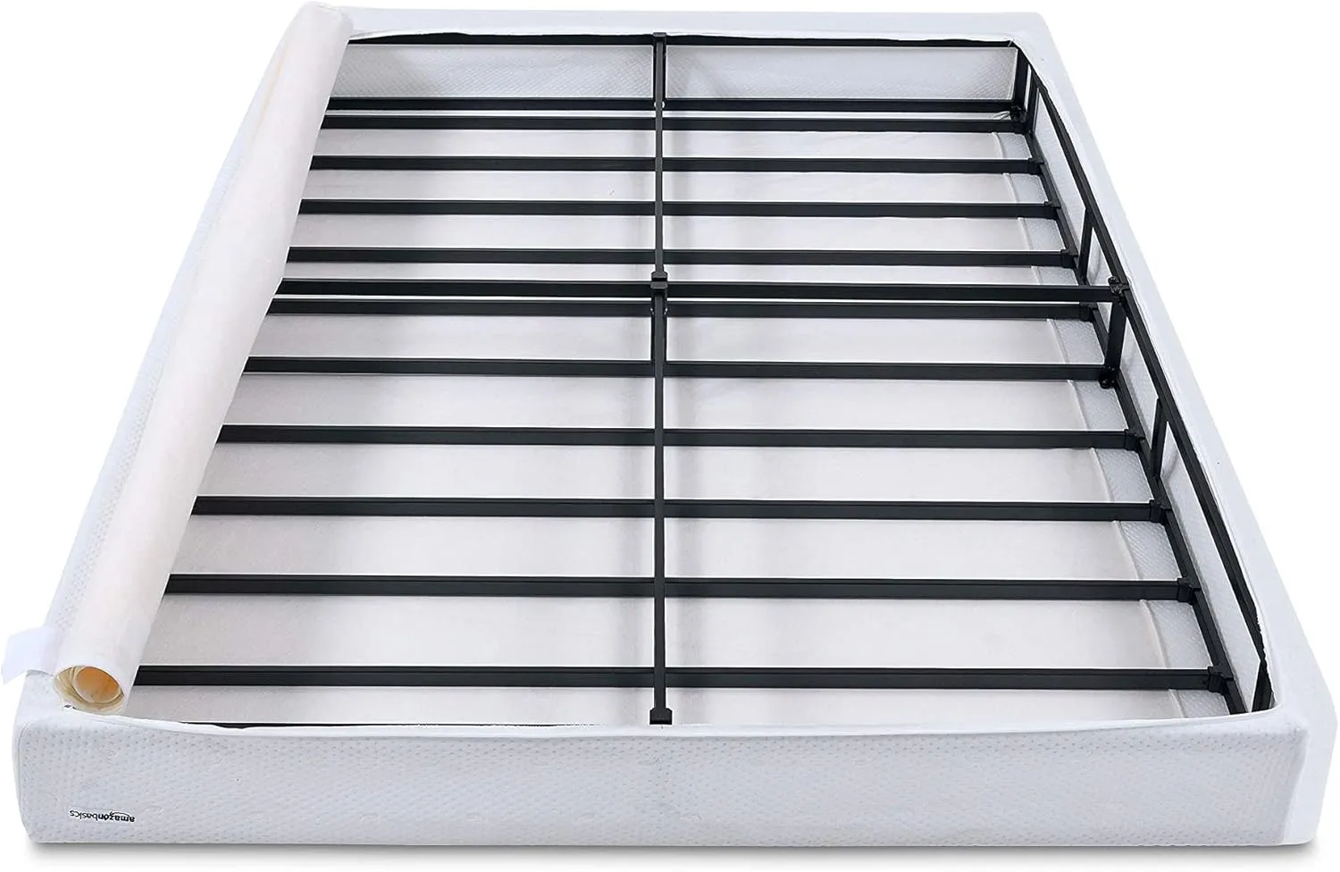 Amazon Basics Smart Box Spring Bed Base, 5-Inch Height Mattress Foundation, Tool-Free Easy Assembly, Full, 74"L x 53"W x 5"H, White