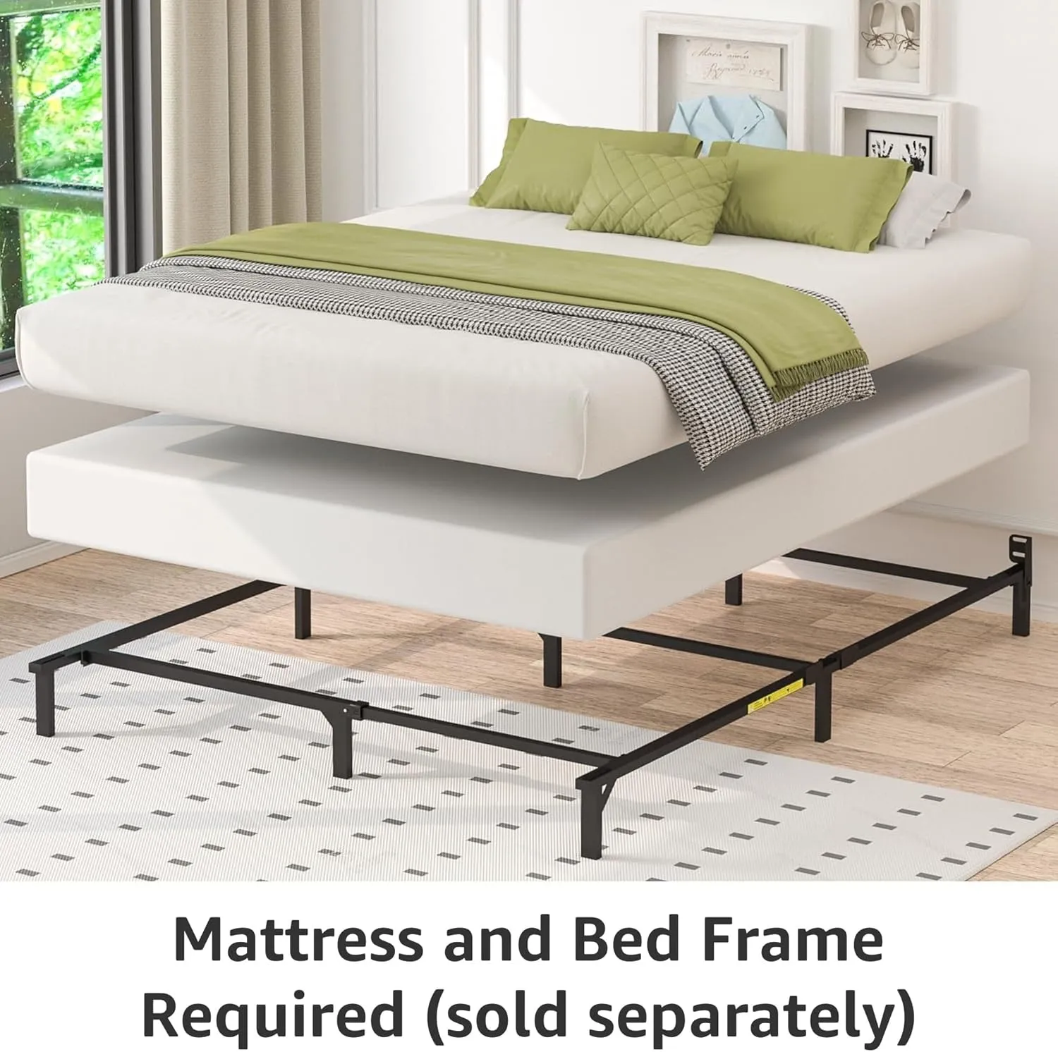 Amazon Basics Smart Box Spring Bed Base, 5-Inch Height Mattress Foundation, Tool-Free Easy Assembly, Full, 74"L x 53"W x 5"H, White