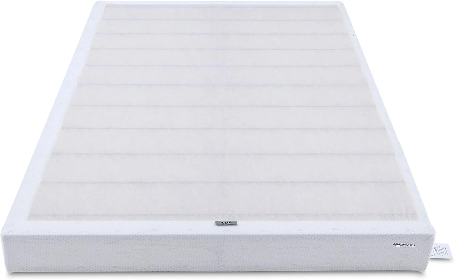 Amazon Basics Smart Box Spring Bed Base, 5-Inch Height Mattress Foundation, Tool-Free Easy Assembly, Full, 74"L x 53"W x 5"H, White