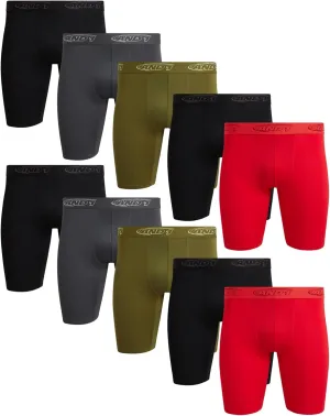 AND1 Mens Boxer Briefs - 10 Pack Performance Stretch Mens Underwear Long Leg Boxers for Men with Contour Pouch (Sizes: S-3XL)