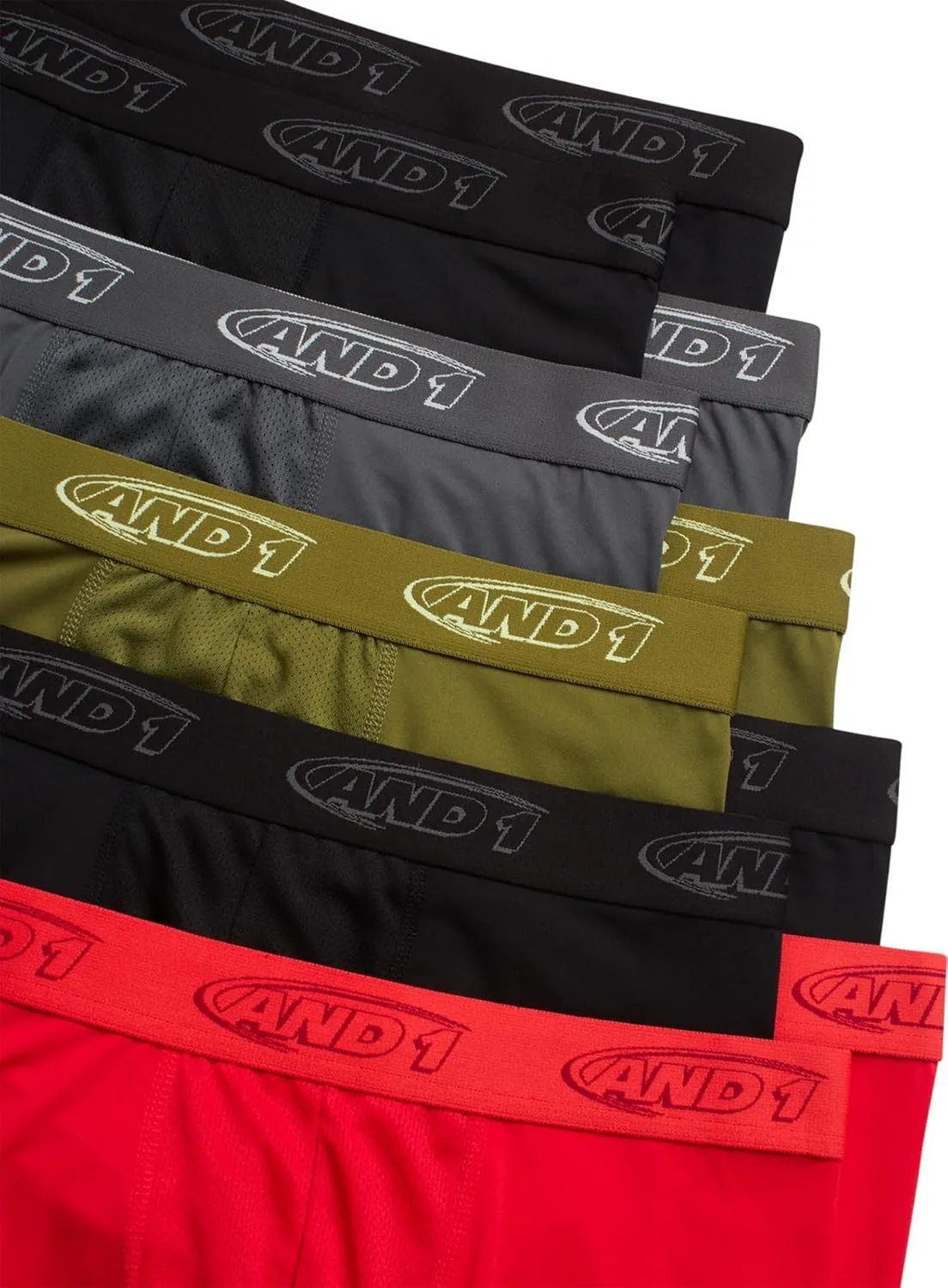 AND1 Mens Boxer Briefs - 10 Pack Performance Stretch Mens Underwear Long Leg Boxers for Men with Contour Pouch (Sizes: S-3XL)