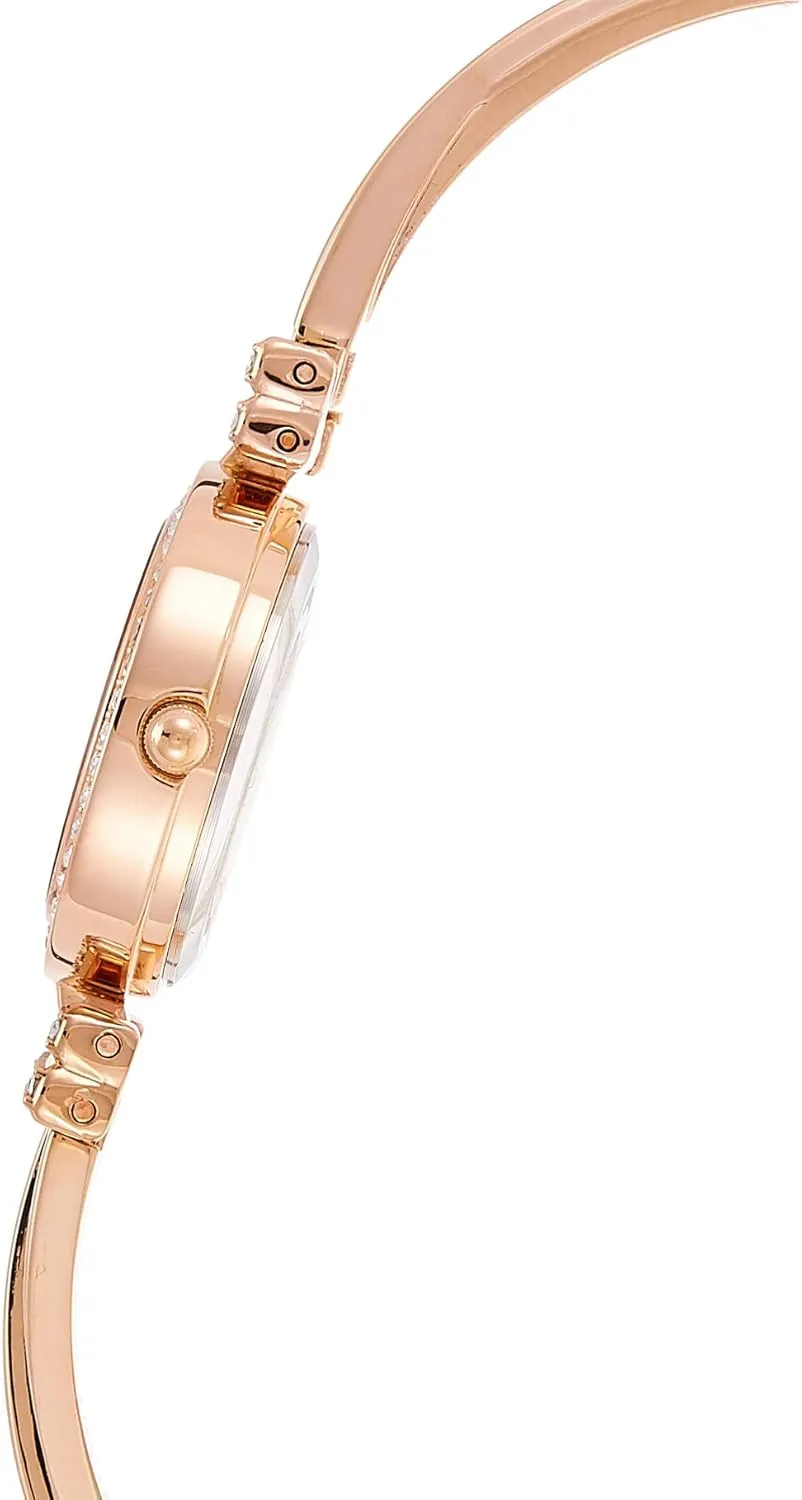 Anne Klein Women's Premium Crystal Accented Bangle Watch and Bracelet Set, AK/2238