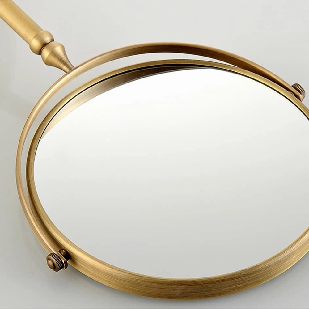 Antique Brass Makeup Mirror 1X/10X Free Standing 8 Inches 360 Swivel Dual-Sided Tabletop Makeup Mirror, Metal