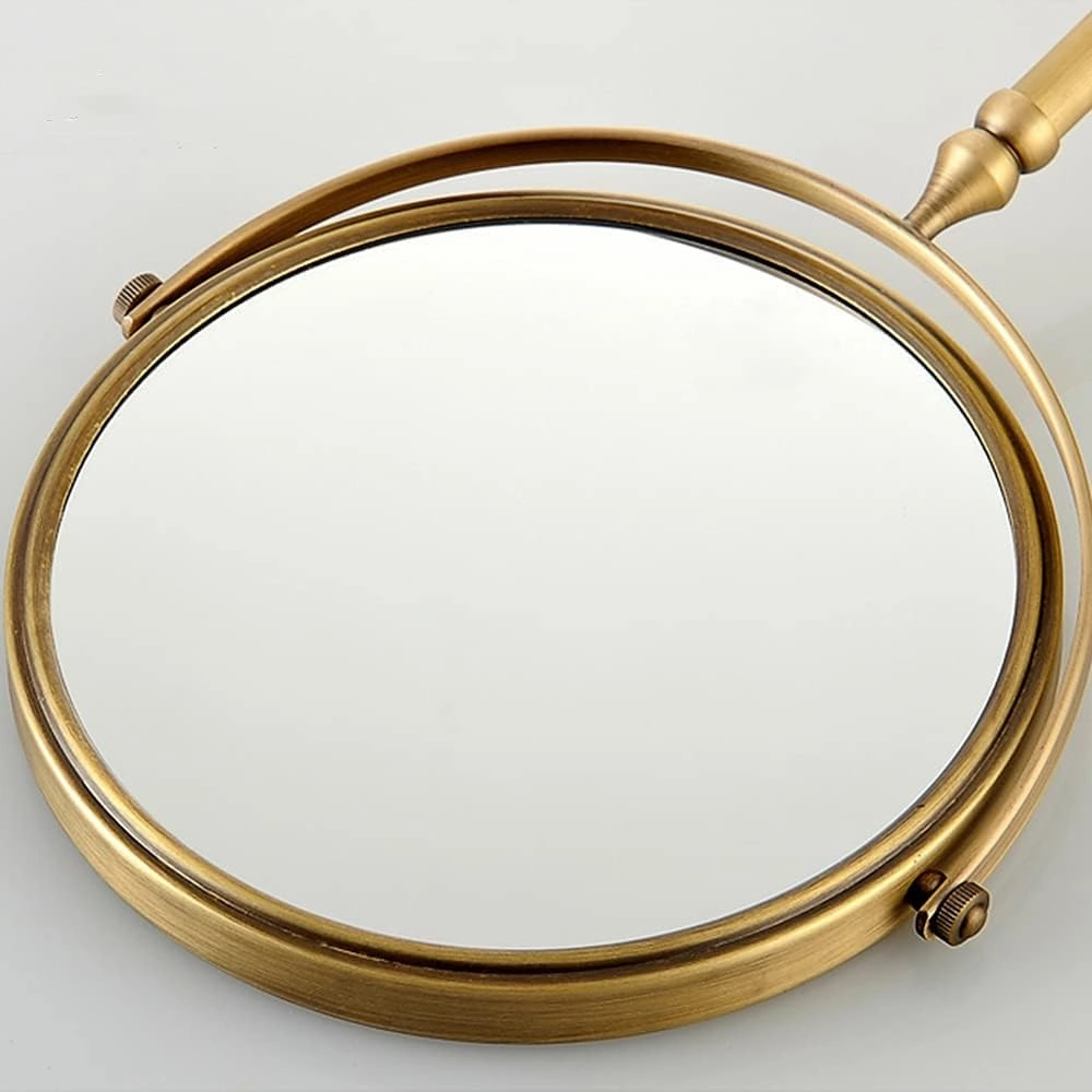 Antique Brass Makeup Mirror 1X/10X Free Standing 8 Inches 360 Swivel Dual-Sided Tabletop Makeup Mirror, Metal