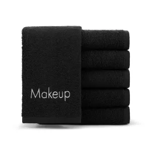 Arkwright Makeup Towels - Pack of 6 - Soft & Gentle Cotton Small FingerTip Powder Room Washcloth, Decorative Bathroom Essentials for Hosts & Artists, 11 x 17 in, Black