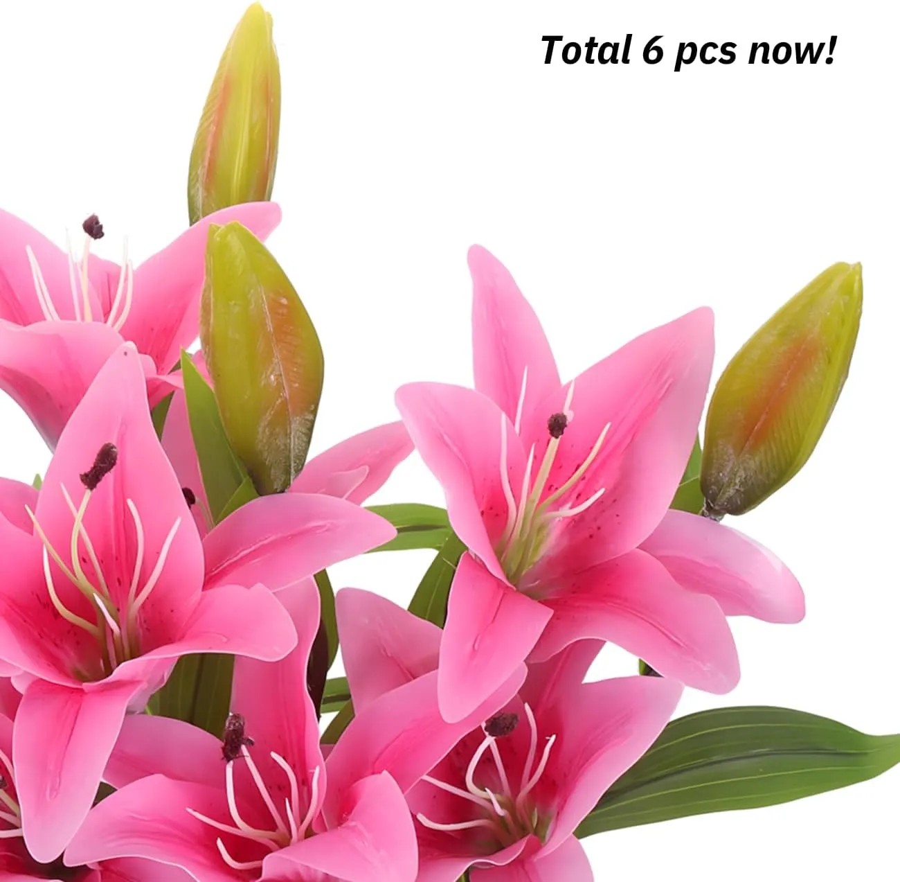Artificial Tiger Lily Latex Real Touch Flower Home Wedding Party Decor,Pack of 5 (Pink)