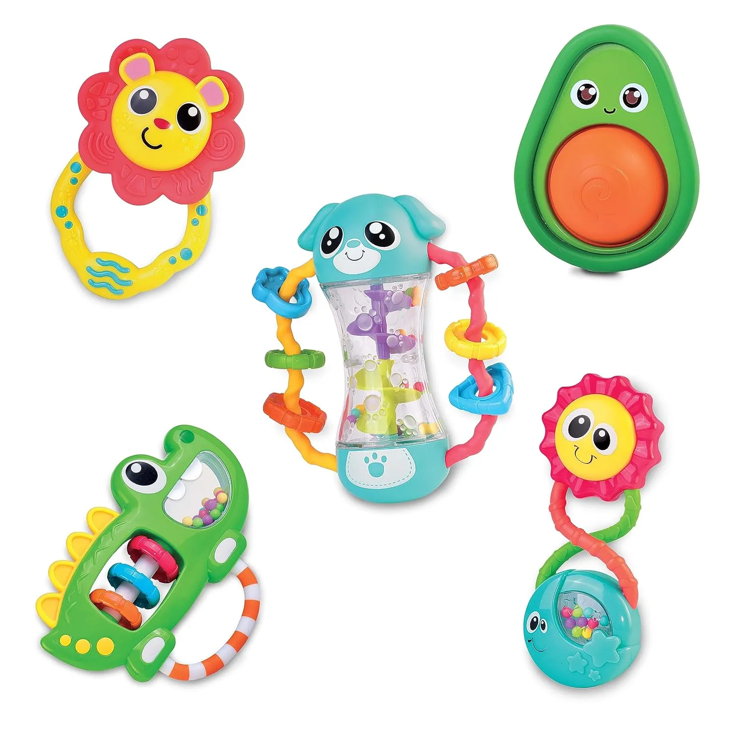 Baby Rattles Toy Set, Infant Sensory Shack and Grab Teether Rattle, Newborn Development First Learning, Baby Shower Gifts for 6 7 8 9 10 11 12 Months, 6-12 Months Teething for Boys Girls 6M 
