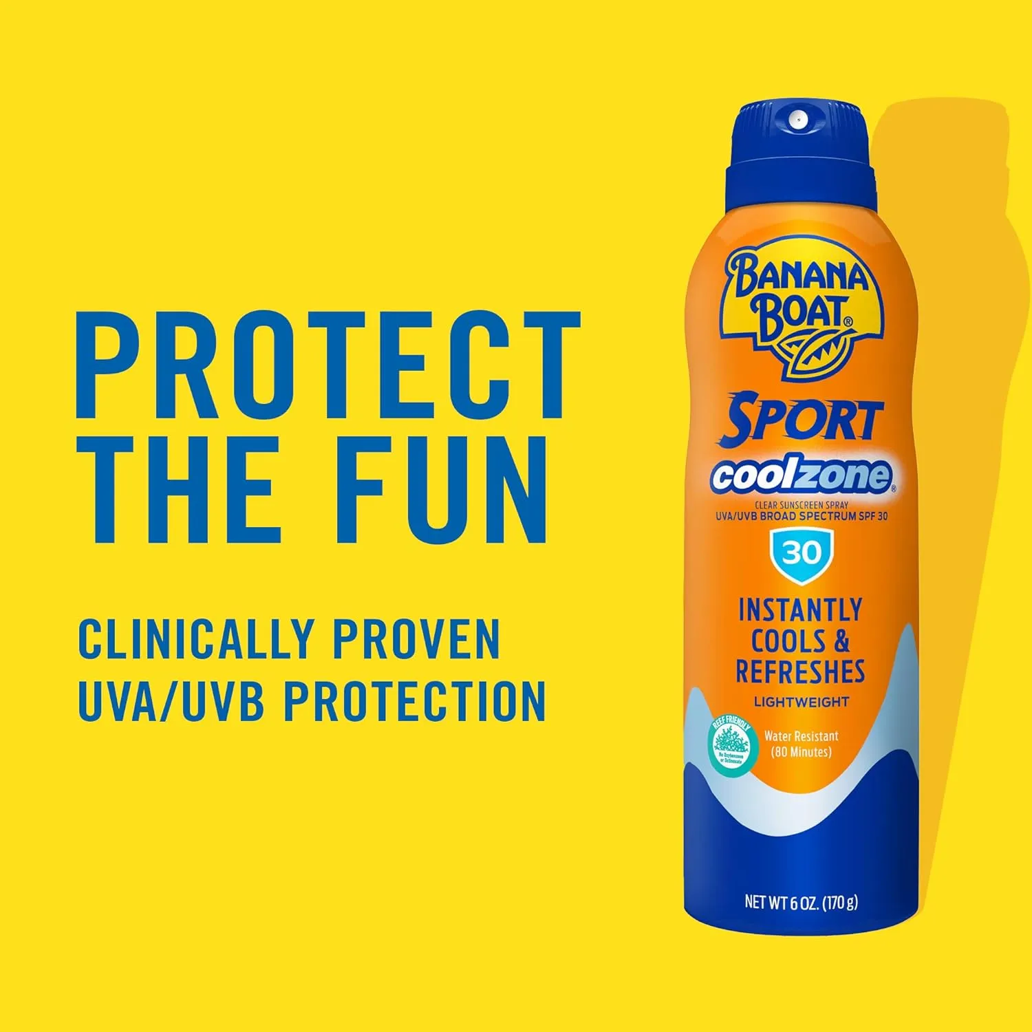 Banana Boat Sport Cool Zone SPF 30 Sunscreen Spray Twin Pack | Spray Sunscreen SPF 30, Sunblock, Oxybenzone-Free, 6oz each