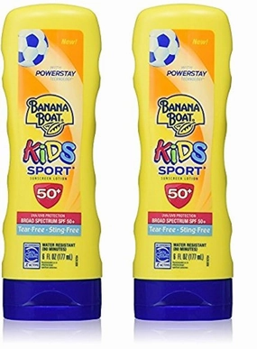 Banana Boat Kids Sport Tear-Free, Sting-Free Broad Spectrum Sunscreen Lotion, SPF 50  - 6 Ounce (2-Pack)