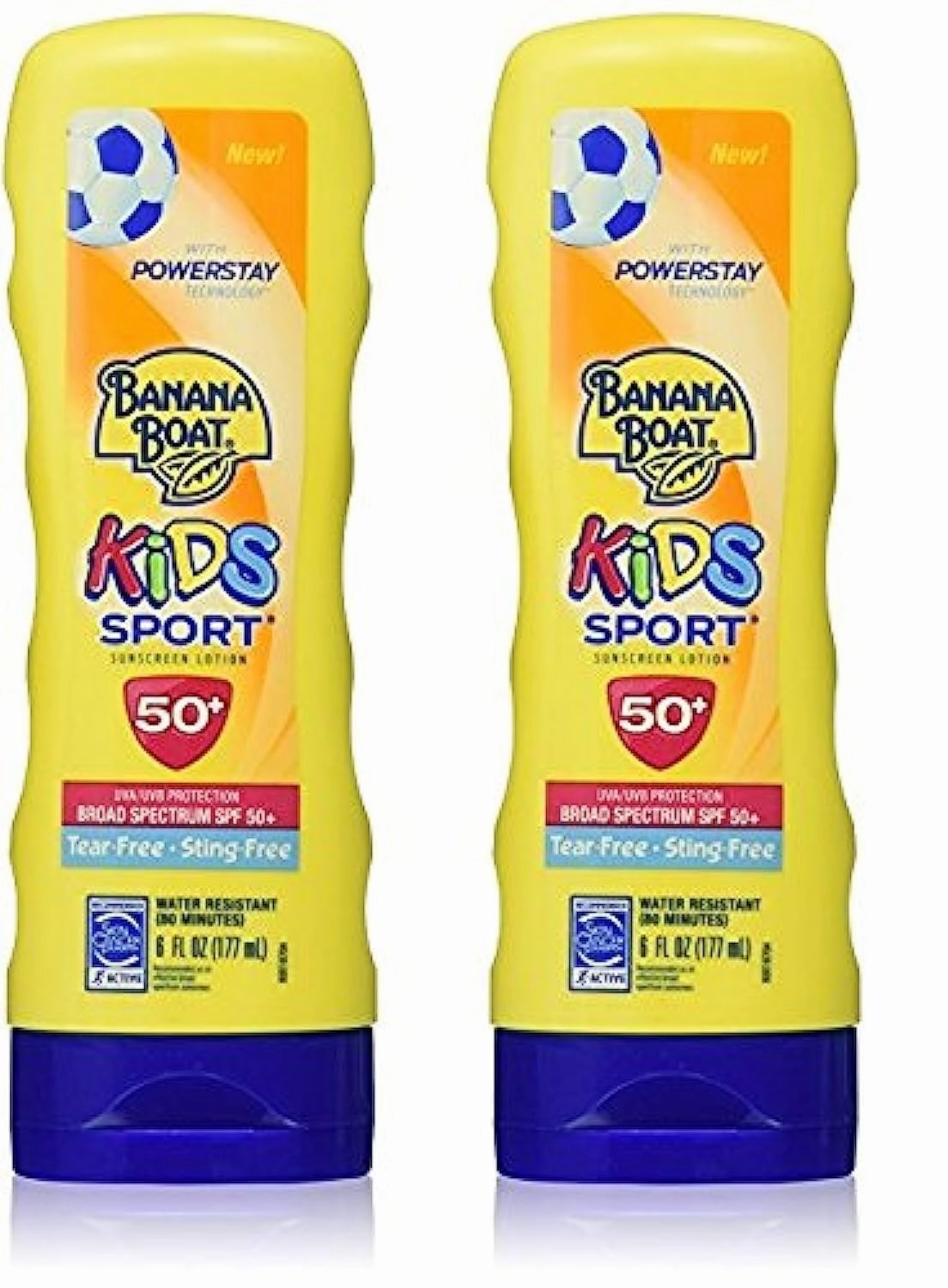 Banana Boat Kids Sport Tear-Free, Sting-Free Broad Spectrum Sunscreen Lotion, SPF 50  - 6 Ounce (2-Pack)