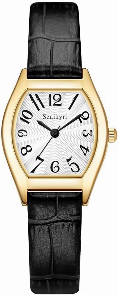 Barrel-Shaped Watch for Women with Easy Read Arabic Numerals Ladies Dress Watch