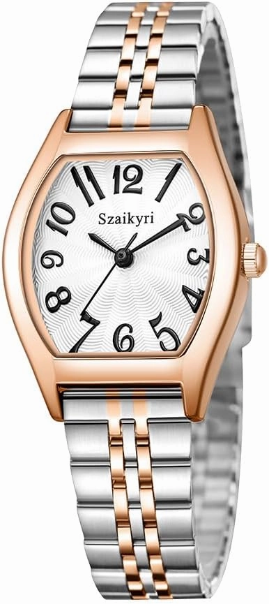 Barrel-Shaped Watch for Women with Easy Read Arabic Numerals Ladies Dress Watch