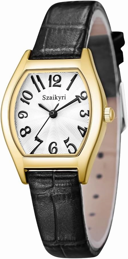 Barrel-Shaped Watch for Women with Easy Read Arabic Numerals Ladies Dress Watch