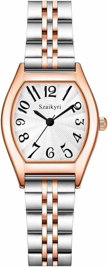 Barrel-Shaped Watch for Women with Easy Read Arabic Numerals Ladies Dress Watch