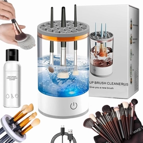 Beauty Swirl Cosmetic Brush Cleaner, Beautyswirl - Cosmetic Brush Cleaner, The Cozy Luna Brush Cleaner, Amarune Electric Makeup Brush Cleaner for All Size Cosmetic Brushes (Transparent, Plug-In)