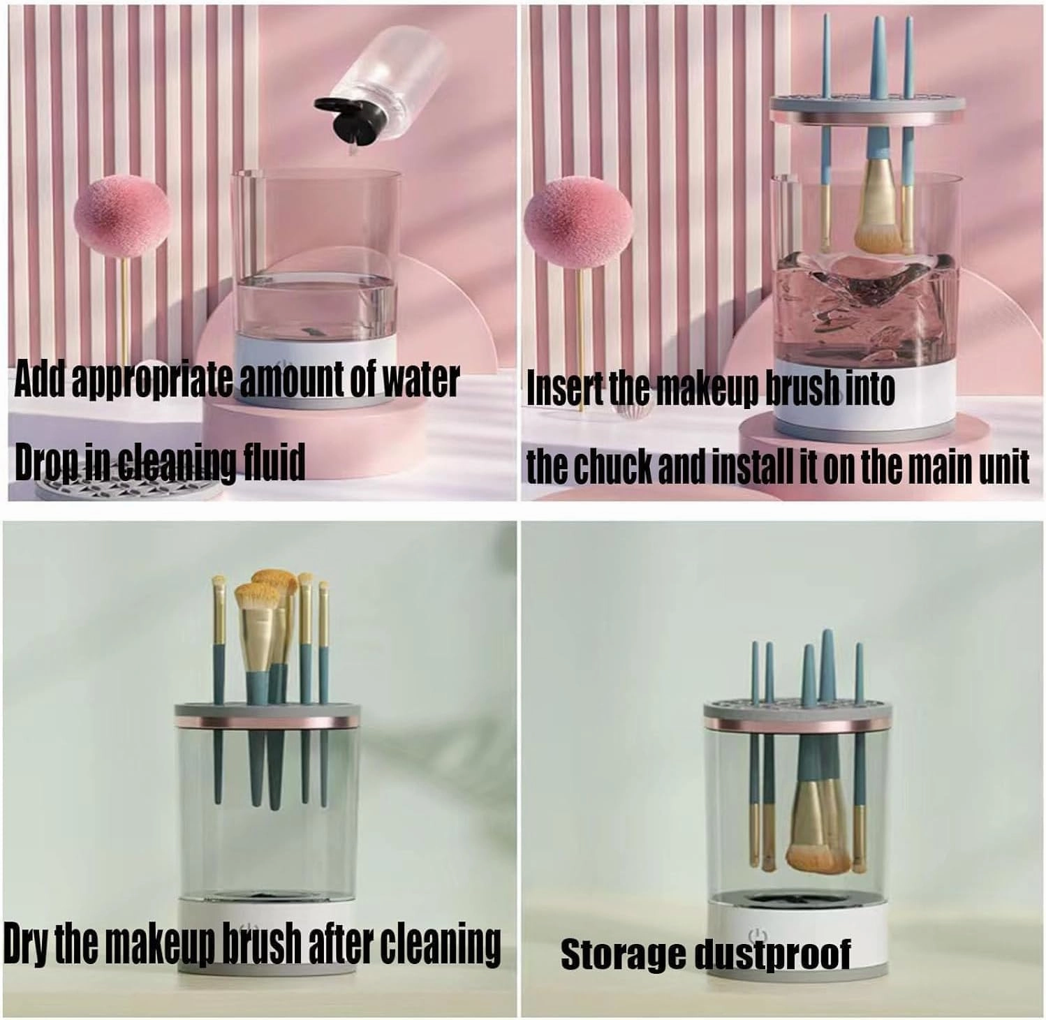 Beauty Swirl Cosmetic Brush Cleaner, Makeup Brush Cleaner, The Cozy Luna Brush Cleaner, Electric Makeup Brush Cleaner Machine for Deep Cleaning All Size Makeup Brus (1PC Transparent)
