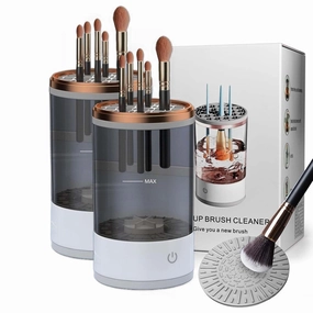 Beauty Swirl Cosmetic Brush Cleaner, Makeup Brush Cleaner, The Cozy Luna Brush Cleaner, Electric Makeup Brush Cleaner Machine for Deep Cleaning All Size Makeup Brus (2PC Black)