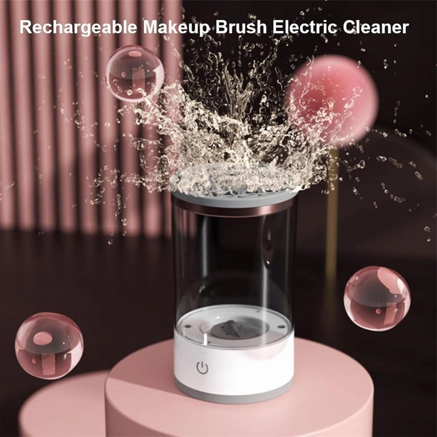 Beauty Swirl Cosmetic Brush Cleaner, The Cozy Luna Brush Cleaner, Electric Makeup Brush Cleaner - Automatic Spinning Cosmetic Tool for Deep Cleaning All Types of Brushes Set (Black,Charging)