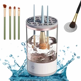 Beauty Swirl Cosmetic Brush Cleaner, The Cozy Luna Brush Cleaner, Electric Makeup Brush Cleaner Machine, BeautySwirl Automatic Makeup Brush Dryer Cleaner (White)