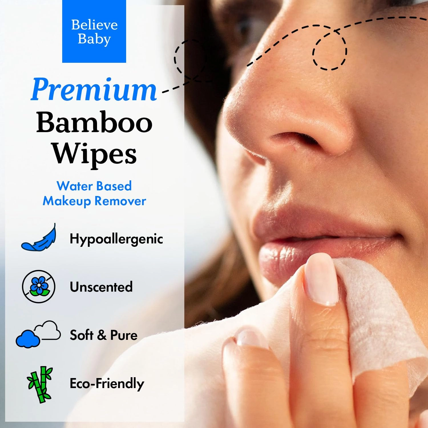 Believe Makeup Remover Wipes Travel-Size 10pc-10 packs - Bamboo Viscose Unscented Wipes for Women Cleansing, Disposable Make Up Wipes Remover, Face Cleansing Wipes, Compostable Makeup Wipes for Women
