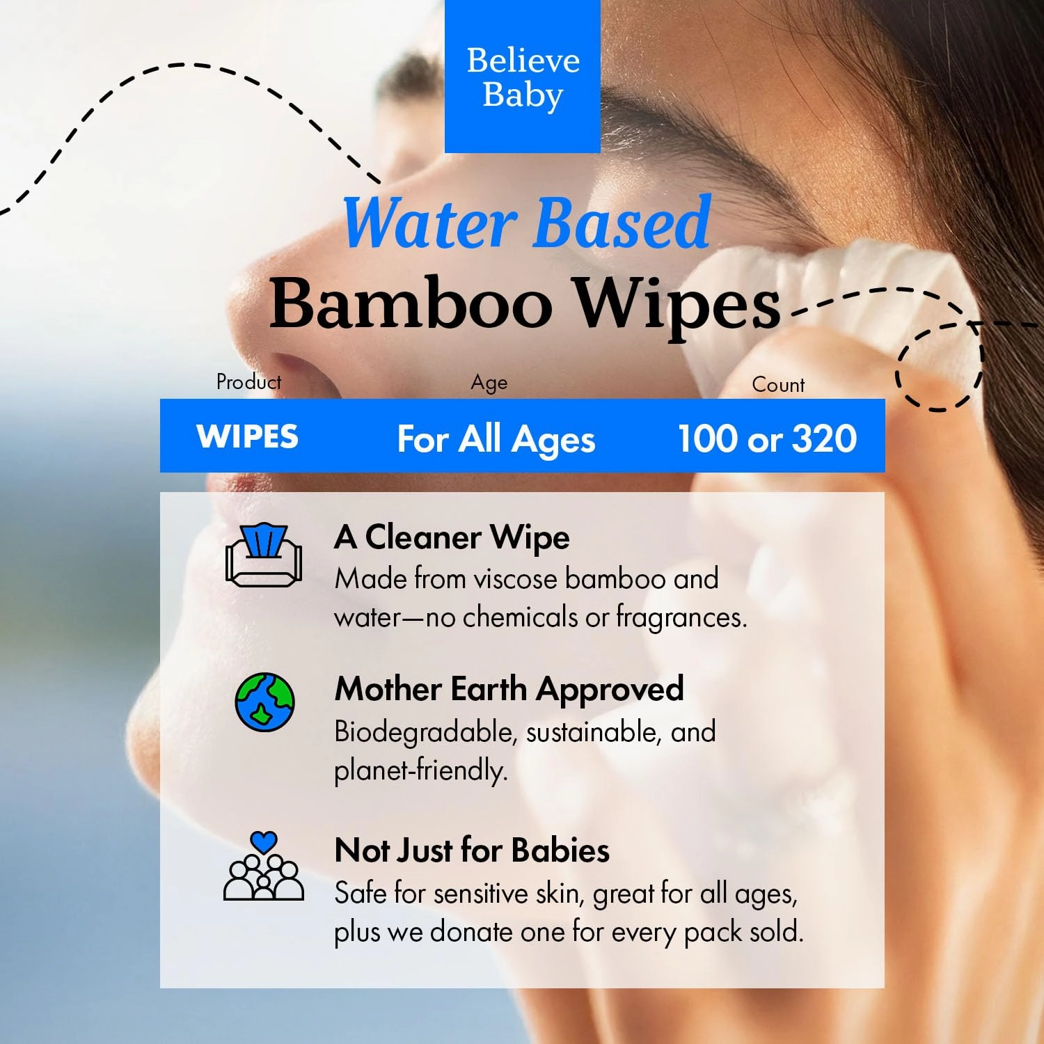 Believe Makeup Remover Wipes Travel-Size 10pc-10 packs - Bamboo Viscose Unscented Wipes for Women Cleansing, Disposable Make Up Wipes Remover, Face Cleansing Wipes, Compostable Makeup Wipes for Women