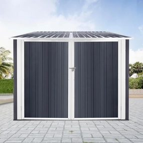 Bicycle Outdoor Steel Storage Shed – Grey Ash, Holds 4 Bikes, Durable Weather-Design, Secure Lockable Door, Compact Freestanding Bike Shelter for Backyard / (1 Doors)