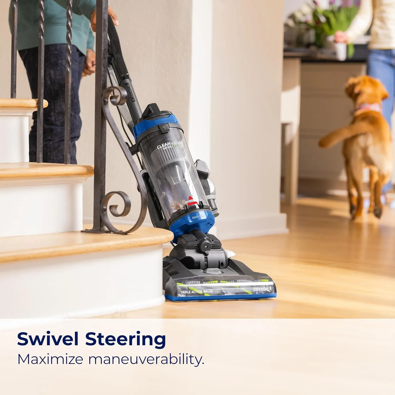 Bissell® CleanView Swivel Vacuum with Triple Action Brush Roll, Swivel Steering, Extension Wand, Easy-Empty Dirt Tank, Multi-Cyclonic Suction System, New 2024 Model