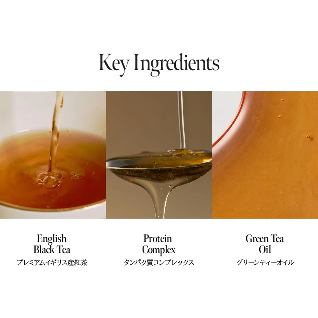 Black Tea Nourishing Hair Essence with Green Tea, Protein & Biotin for Nourishment and Shine, Creamy Woody Scent, Paraben-Free (50ml / 1.69 fl. Oz)