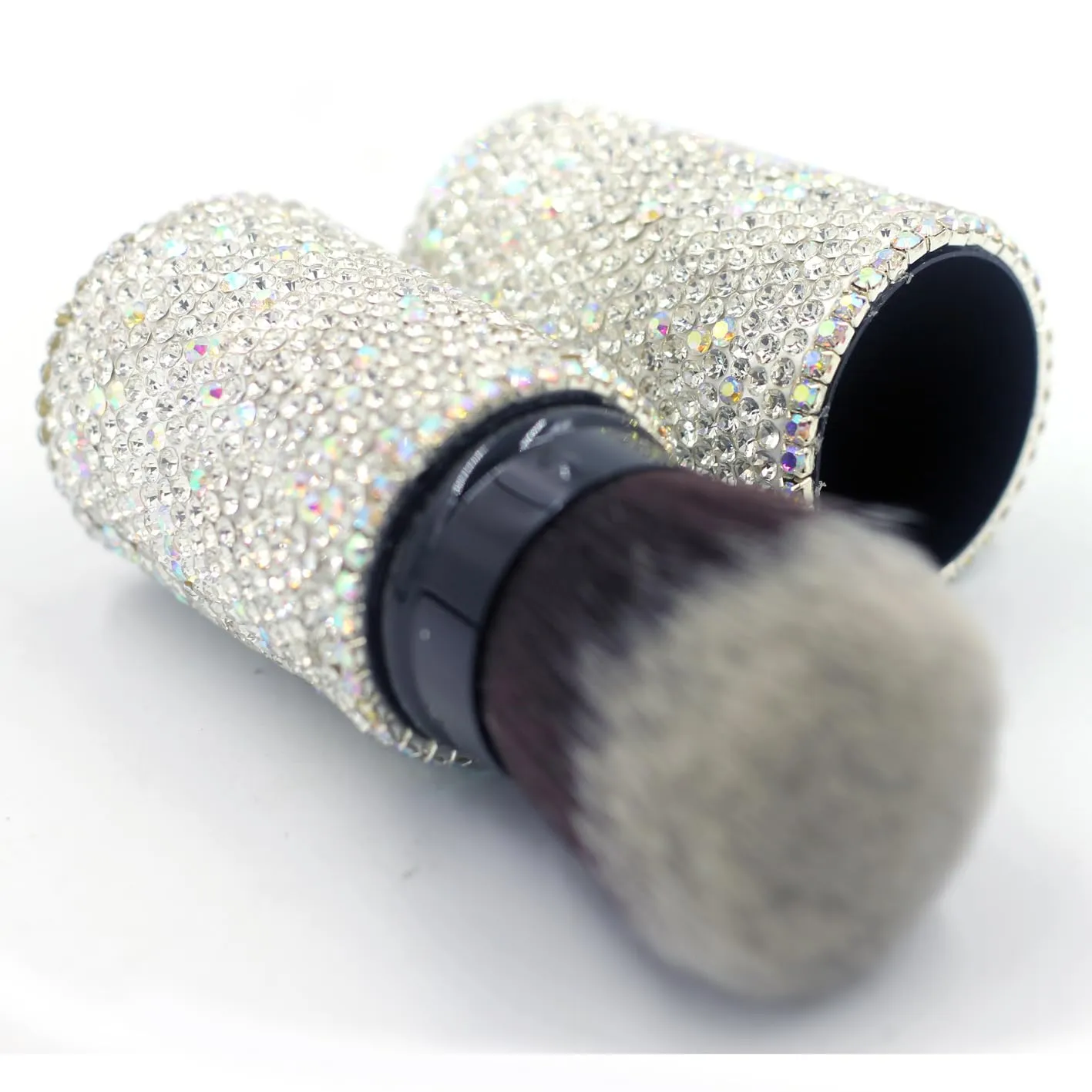 Bling Rhinstones Retractable Brush for Face Makeup & Foundation for Liquid, Cream and Powder Face Makeup (Silver)