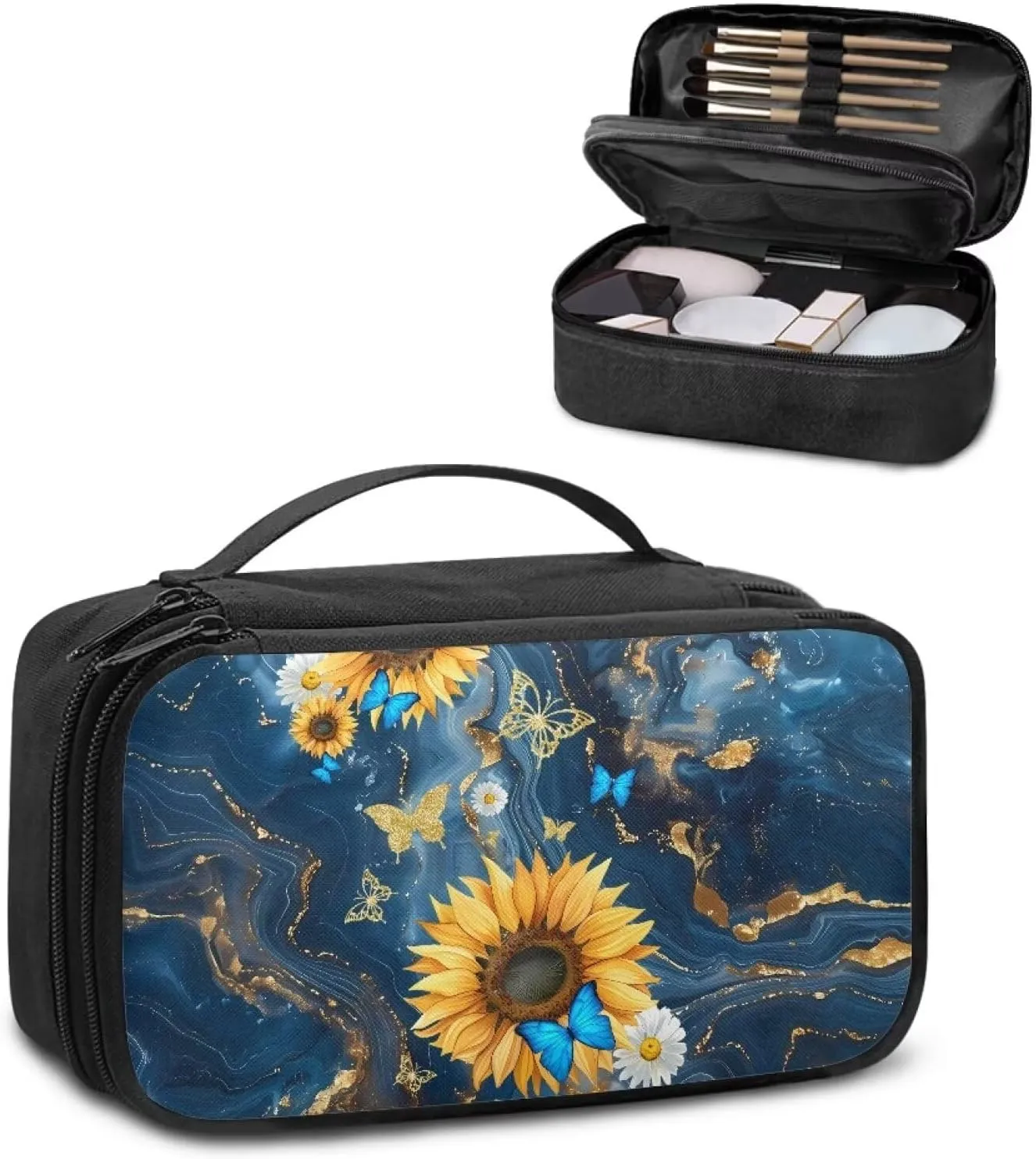 Blue Marble Travel Bag Travel Makeup Bag Organizer Makeup Brush Travel Case Wear-resistant Cosmetics Bag Travel Essentials Makeup Brush Holder Storage Wonderful Gift for Women