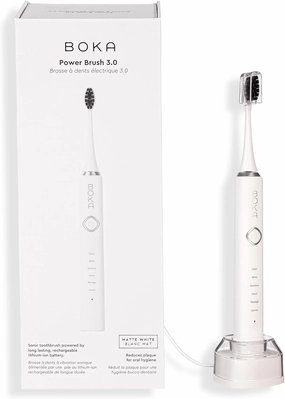 Boka 3.0 Electric Toothbrush for Adults w/ 2 Heads - Rechargeable Sonic Powered Tooth Brush - Charcoal Activated Bristles for Deep Cleaning - Dentist Recommended Oral Care - Charging Base w/Micro USB
