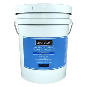 Bon Vital' Multi-Purpose Massage Creme, Professional Massage Cream with Aloe Vera to Relax Sore Muscles, Increase Circulation & Repair Dry Skin, Full Body Massage Moisturizer Cream, 5 Gallon Pail
