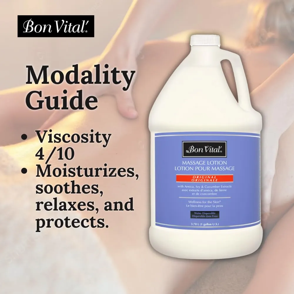 Bon Vital' Original Massage Lotion for a Versatile Massage Foundation to Relax Sore Muscles & Repair Dry Skin, Lightweight, Non-Greasy Formula to Moisturize and Repair Dry Skin, 1 Gal, Label may Vary