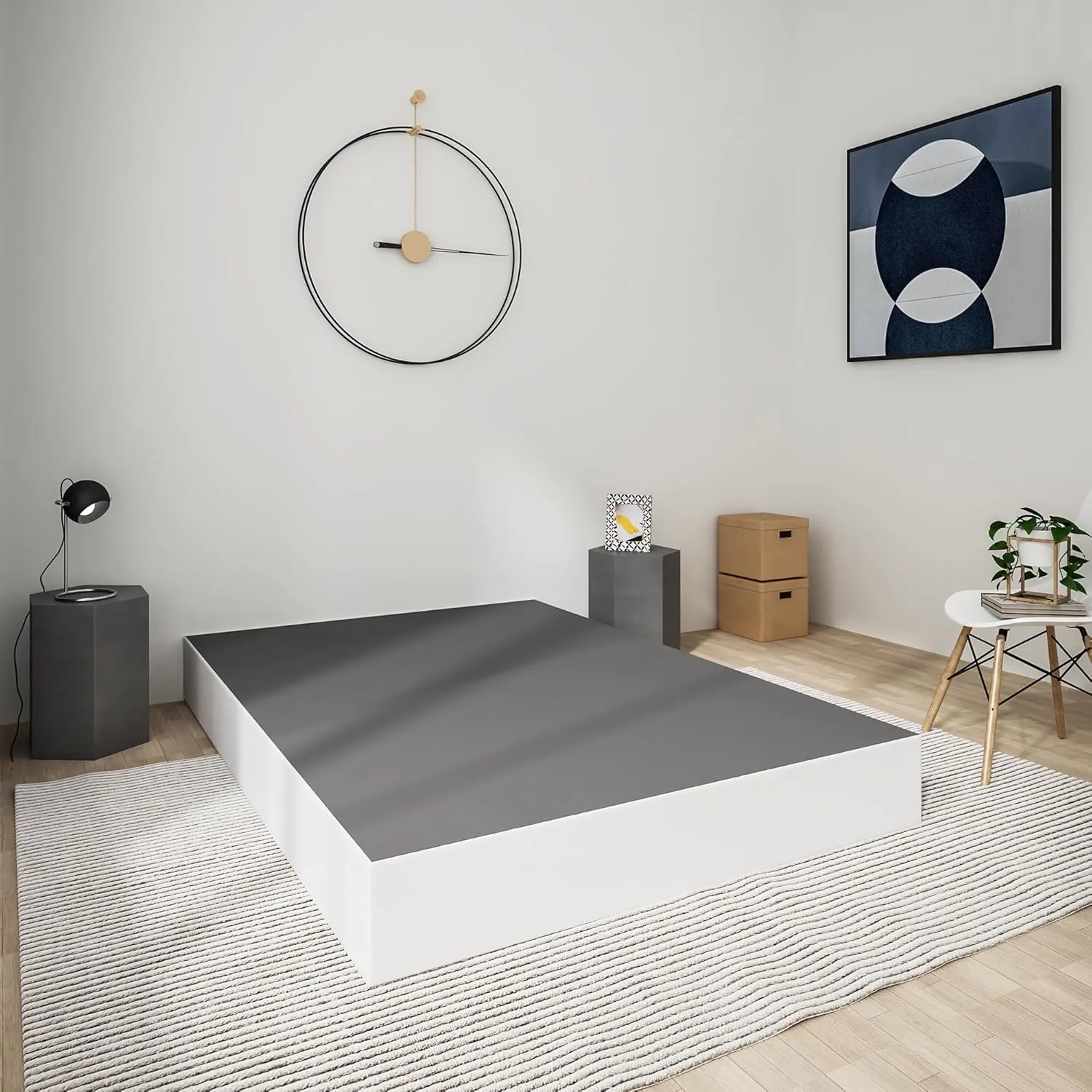 Box Spring King Bed Bases, 9 Inch High Metal King Size Box Spring Only, Heavy Duty Mattress Foundation with Fabric Cover, Easy Assembly, Quiet Noise Free, Non Slip, Black