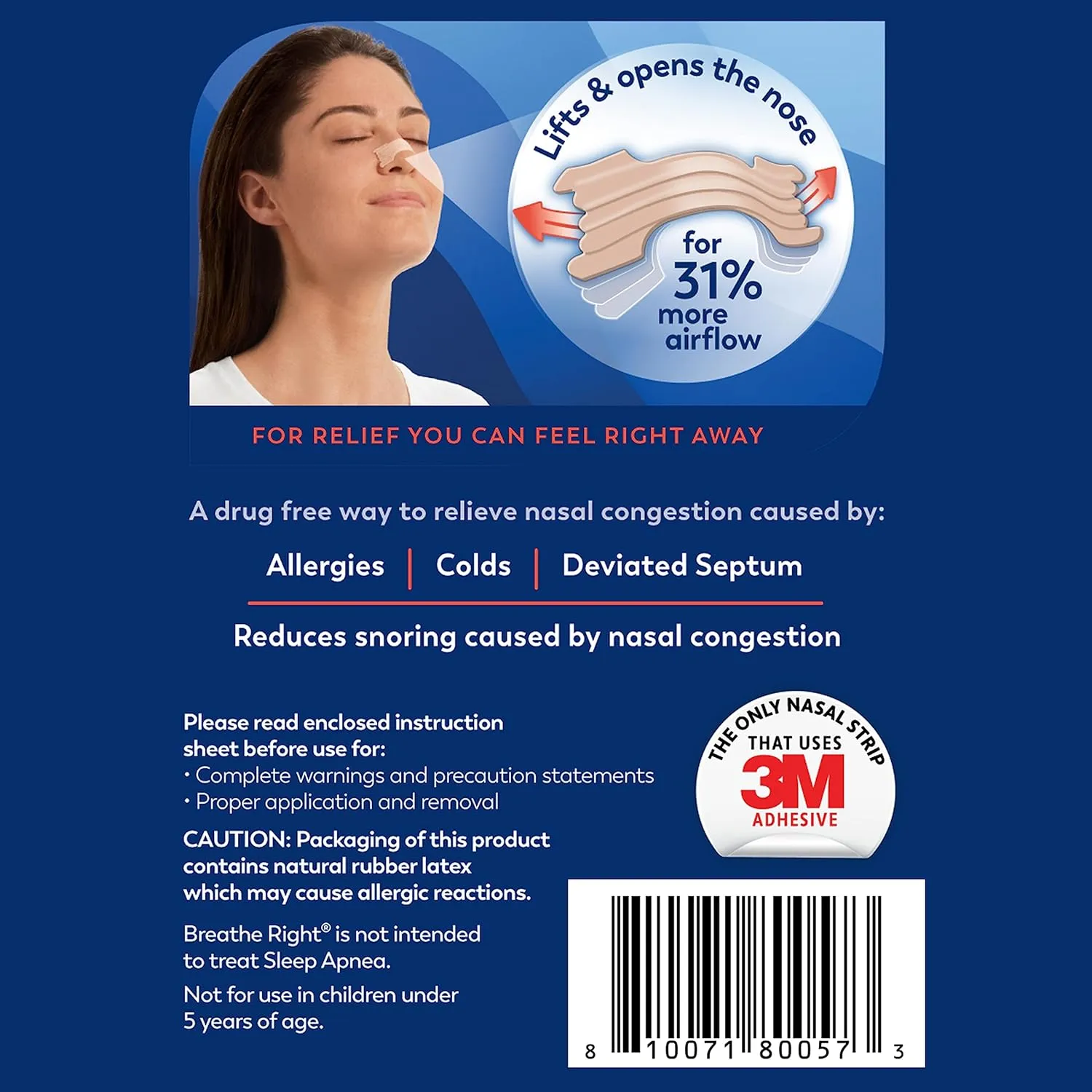 Breathe Right Nasal Strips, Extra Strength, Tan Nasal Strips, Help Stop Snoring, Drug-Free Snoring Solution & Instant Nasal Congestion Relief Caused by Colds & Allergies, 44ct (packaging my vary)