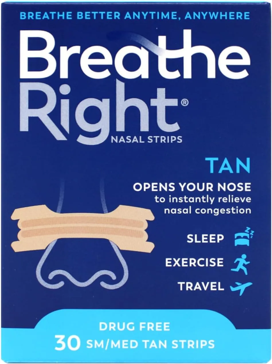 Breathe Right Nasal Strips Original Tan Small/Medium, 30 Count