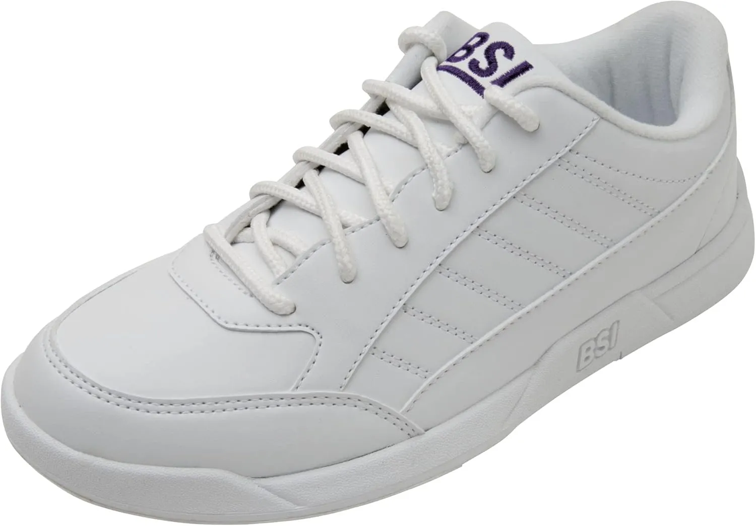 BSI Youth Girls 433 Sport Bowling Shoe - Lightweight Leather Shoes with Cushioned Support, White, Kids