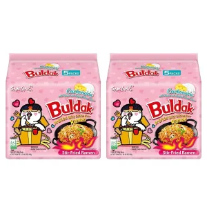 Buldak Spicy Ramen, Carbonara Hot Chicken Ramen, Korean Stir-Fried Instant Noodle, 10 Pack Samyang
