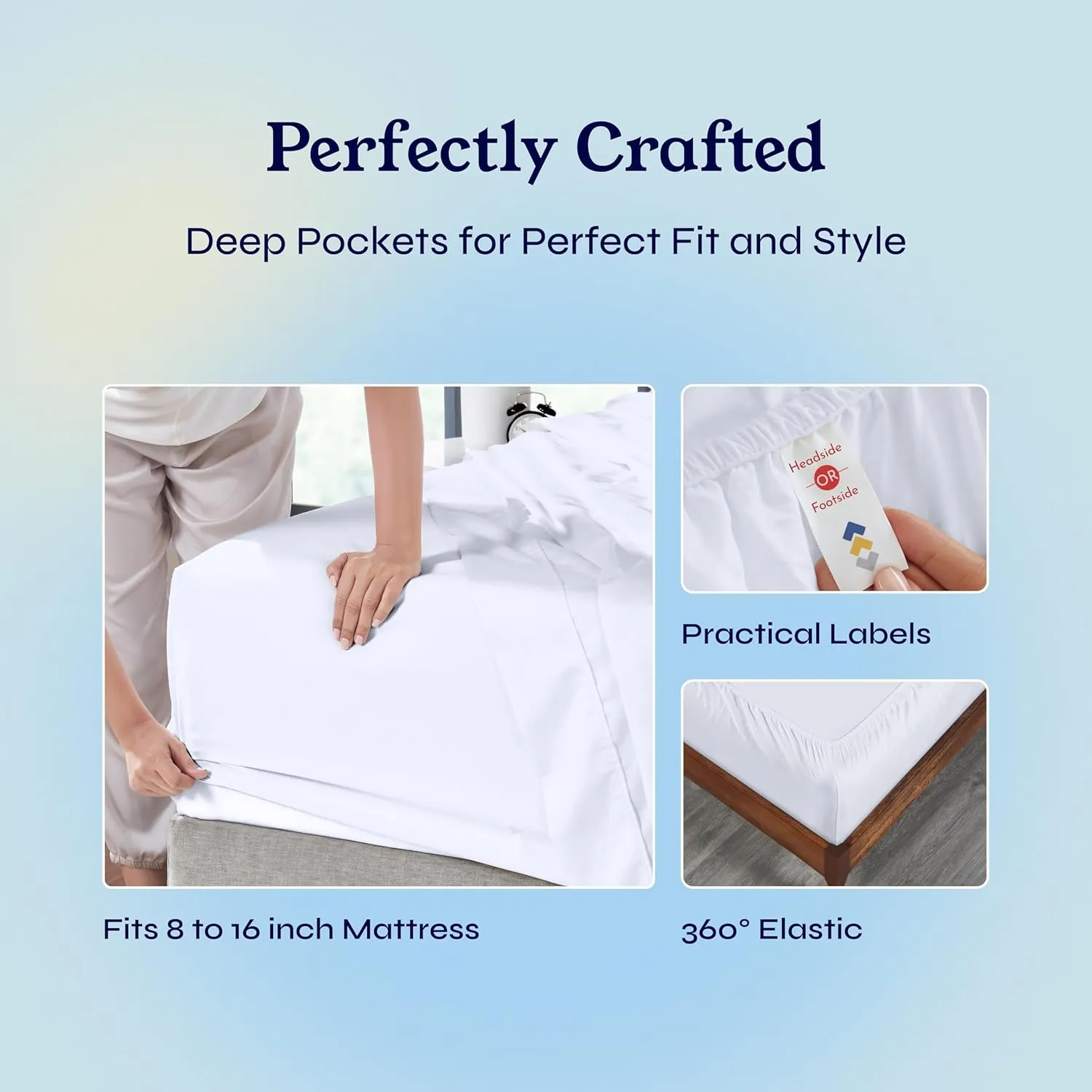 California Design Den California King Sheet Sets - Soft 400 Thread Count, Natural 100% Cotton Sateen, Cooling Sheets, Deep Pockets with All Around Elastic for a Snug Fit, Durable Bedding - White