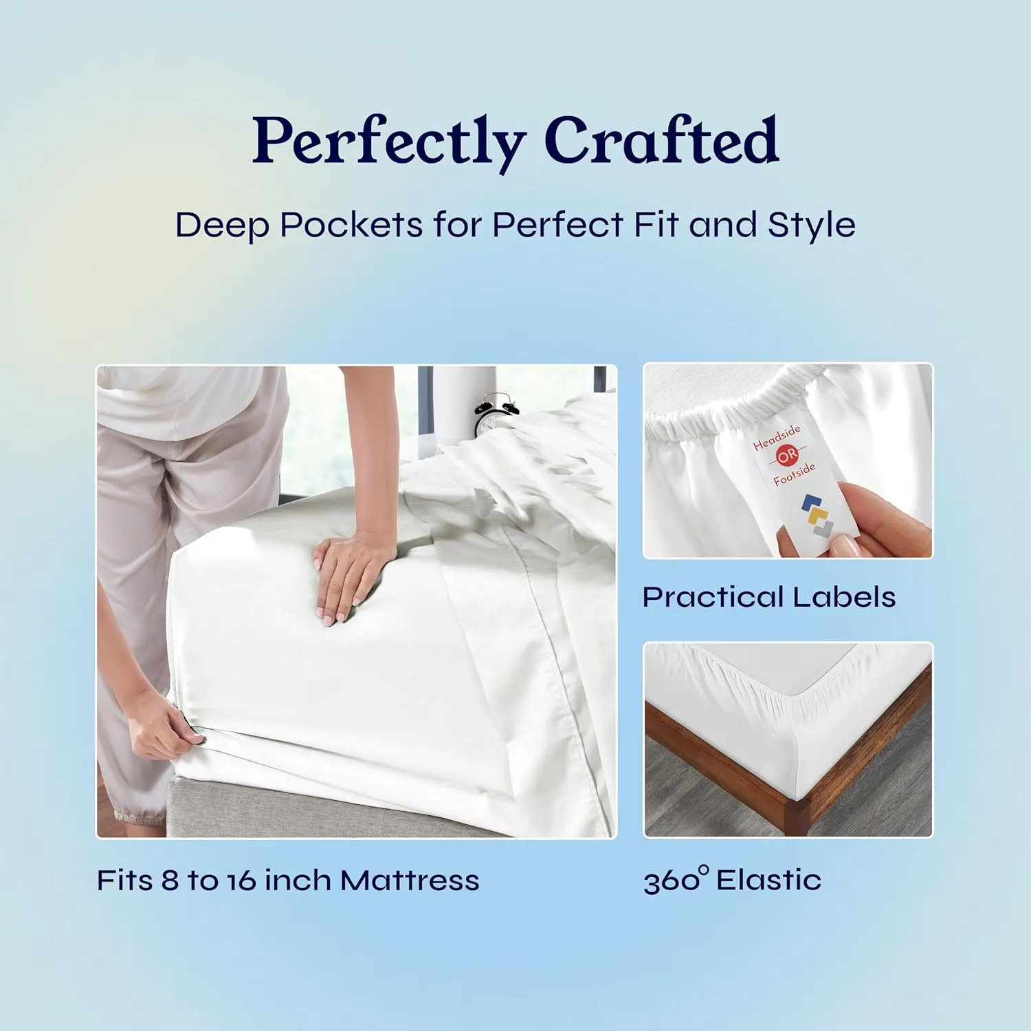 California Design Den Queen Sheet Set - Soft 400 Thread Count Sateen, Natural 100% Cotton Sheets, Deep Pockets with All Around Elastic for a Snug Fit, Cool & Durable Bedding Set - Antique White