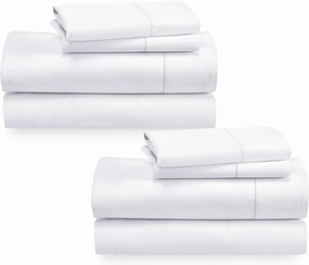 California Design Den 2-Pack Sheet Sets King Size - 400 Thread Count 100% Cotton Sateen - Extra Soft, Breathable & Cooling Sheets, Wrinkle Resistant, 2 Sets of Deep Pocket Bed Sheets - Bright White