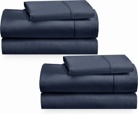 California Design Den 2-Pack Twin Sheets Set - 400 Thread Count 100% Cotton Sateen - Extra Soft, Breathable & Cooling Sheets, Wrinkle Resistant, 2 Sets of Deep Pocket Bed Sheets - Indigo Dusty Blue