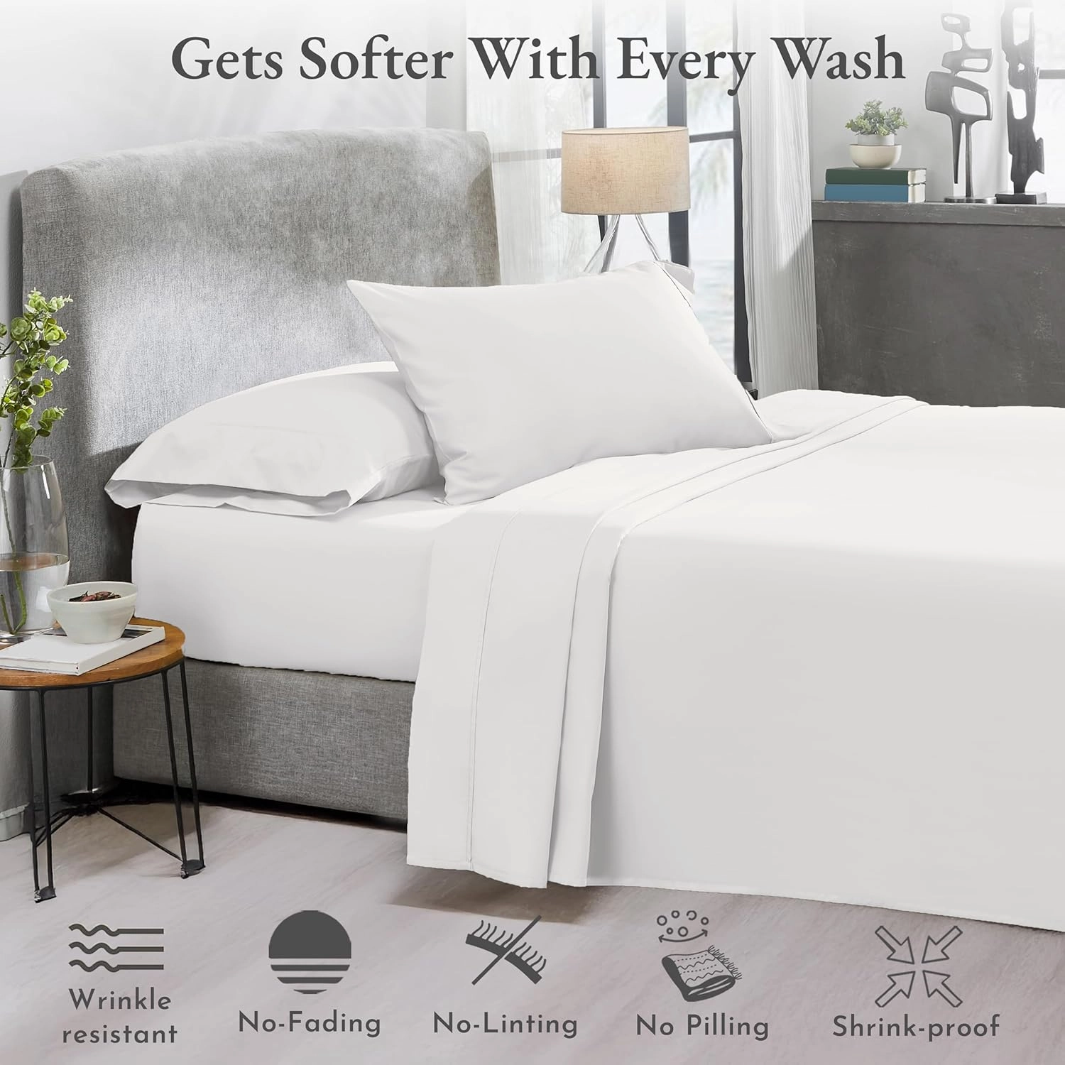 California Design Den 2-Pack Twin Size Bed Sheets Cotton - 400 Thread Count 100% Cotton Sateen - Soft, Breathable & Cooling Sheets, Wrinkle Resistant, 2 Sets of Deep Pocket Bed Sheets - Antique White