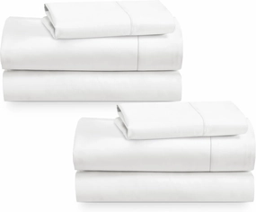 California Design Den 2-Pack Twin Size Bed Sheets Cotton - 400 Thread Count 100% Cotton Sateen - Soft, Breathable & Cooling Sheets, Wrinkle Resistant, 2 Sets of Deep Pocket Bed Sheets - Antique White